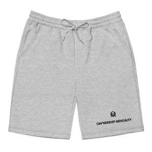 Open image in slideshow, &quot;OM OWNERSHIP MENTALITY LOGO&quot; Fleece Shorts (GRAY &amp; WHITE)
