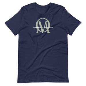 Open image in slideshow, &quot;Stacked OM&quot; Tee (NAVY BLUE/SILVER)
