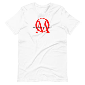 Open image in slideshow, &quot;Stacked OM&quot; Tee (WHITE/RED)
